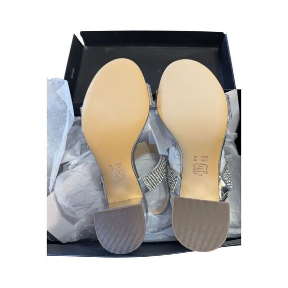 Nina Naomi Rhinestone Open Toe Block Heel Silver Wmns Size 5M - WORN ONCE - Picture 7 of 8
